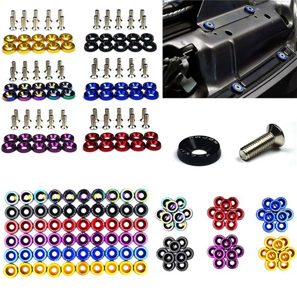 10 st/set cnc-behandlad aluminiumpackning motorrumsbytessats skärmbricka med 10 st  m6 x 20mm bultar
