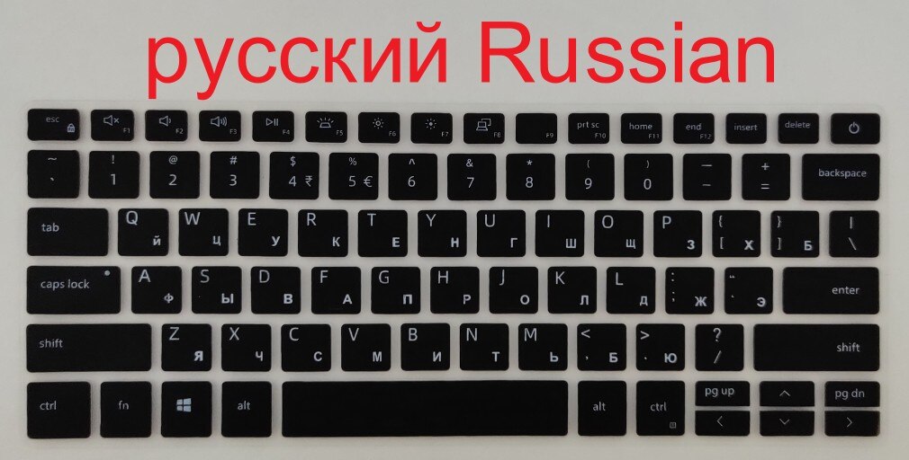 laptop keyboard cover skin for Dell Inspiron 14 5409 5405 5401 5402 5408 5498 5490 5406 5493 5400 nspiron 13 5391 5390 7306 7391: Russian Black