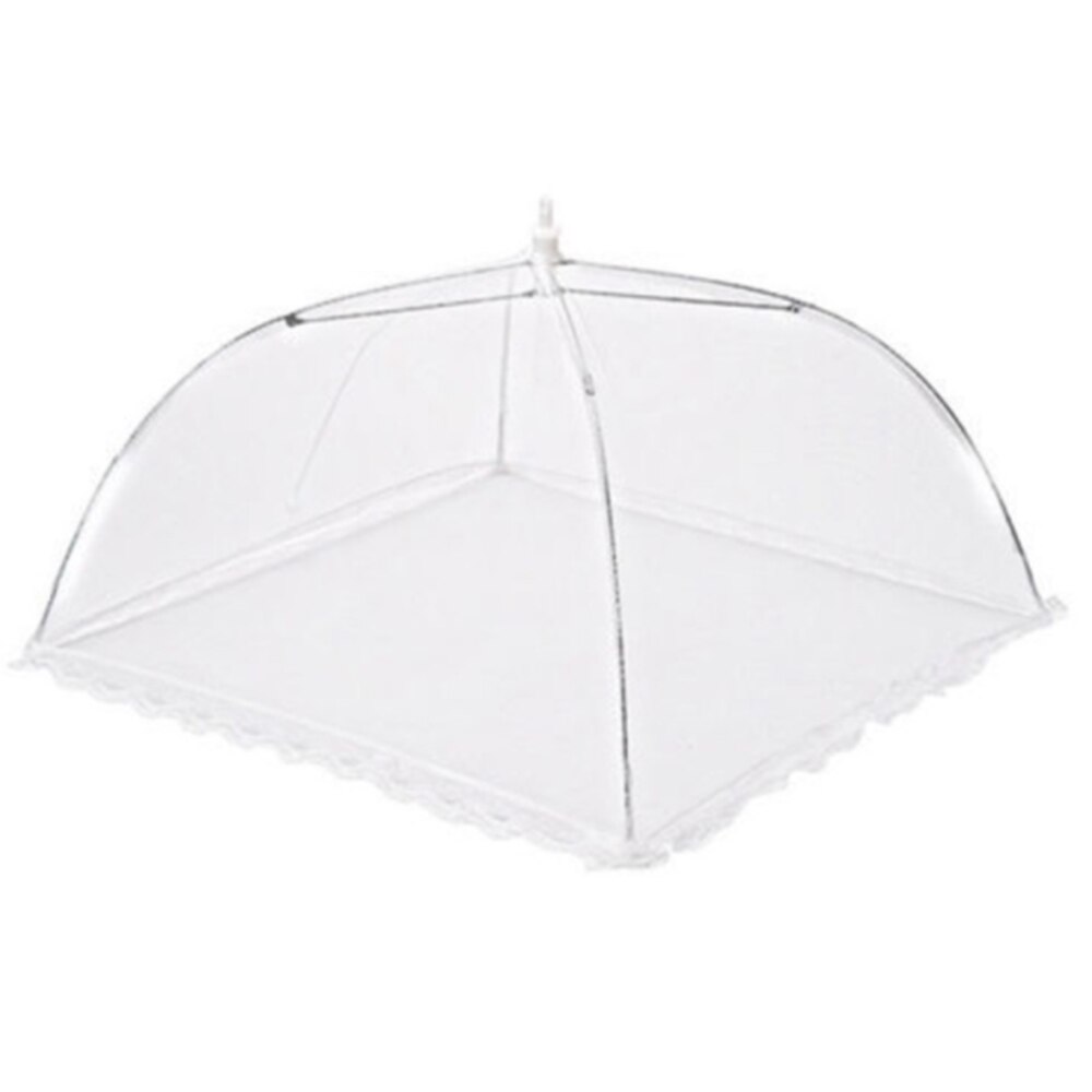 Cubiertas plegables de malla para comida, carpa antimoscas para cocina, mosquitera, paraguas, Picnic, protección para platos, accesorios de cocina, el más: Blanco