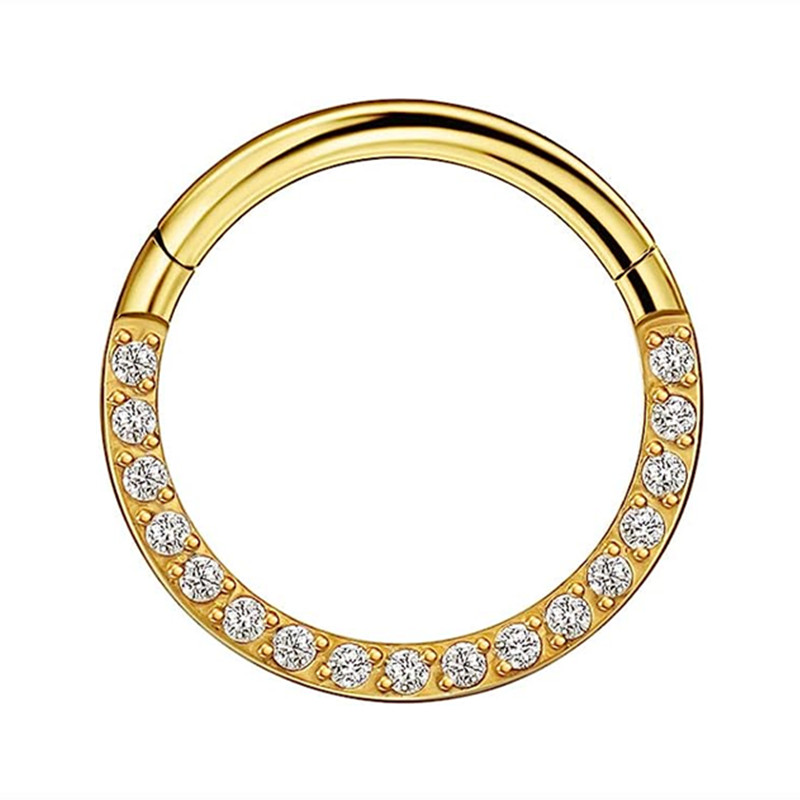 1 pièces cristal Septum cerceau Clickers nez anneau Cartilage Piercing Helix cerceau boucle d'oreille Tragus bijoux Daith cerceaux Rook boucle d'oreille Lobe: WHITE / Plaqué Rhodium