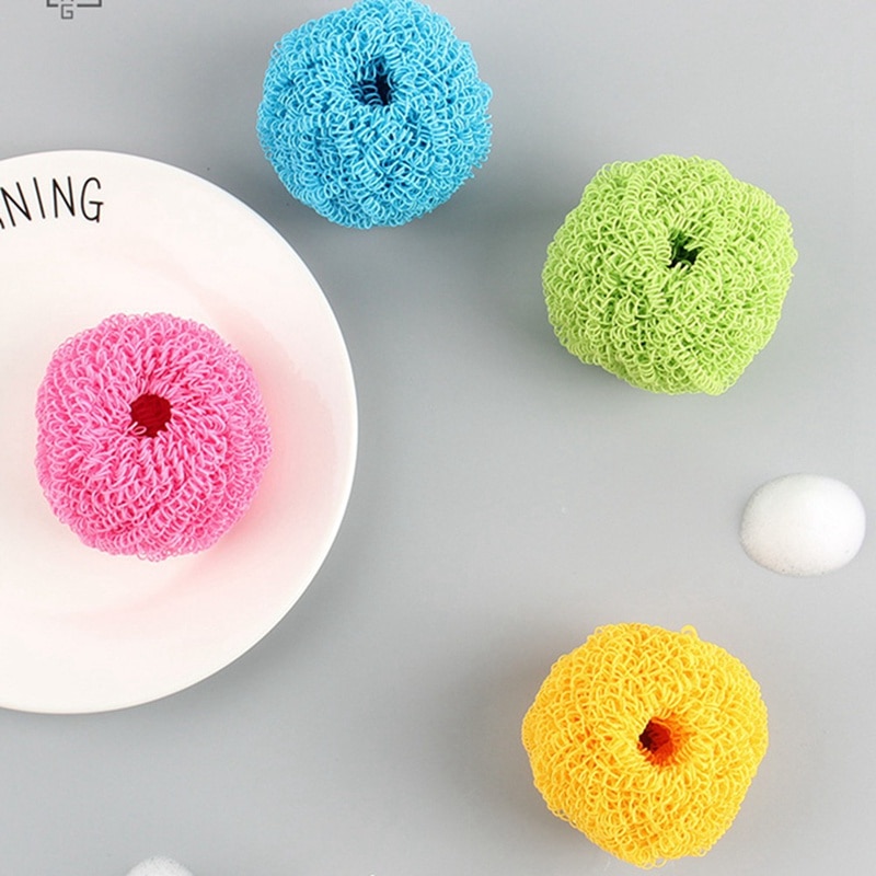 4pcs Magic Dishwasher Steel Wire Ball Dish Scrubber Kitchen Cleaning Ball Dishwashing Scouring Pad Easy To Clean Dishes