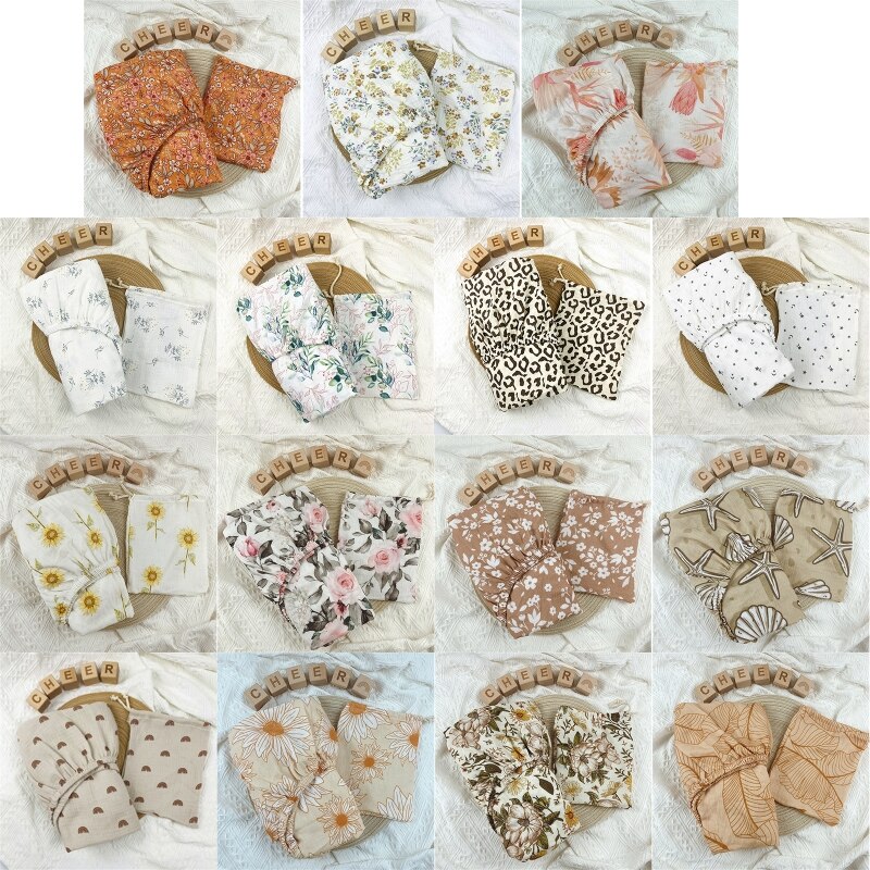 Stretchy Baby Fitted Bassinet Sheet Crib Bed Soft Cotton Printed Sheet Cradle Basket Pad Sheet Mattress Cover Protector N84E