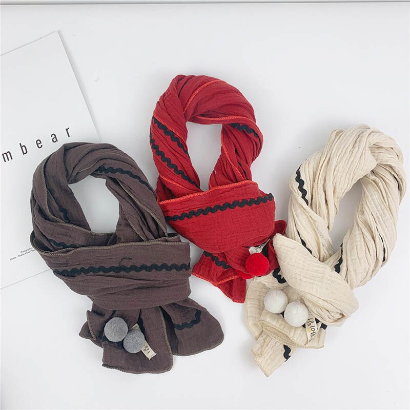 Høst vinter ensfarget bomull lin barneskjerf varmt takrenne jenter smekker matchende enkel pustende komfortabel baby  c83