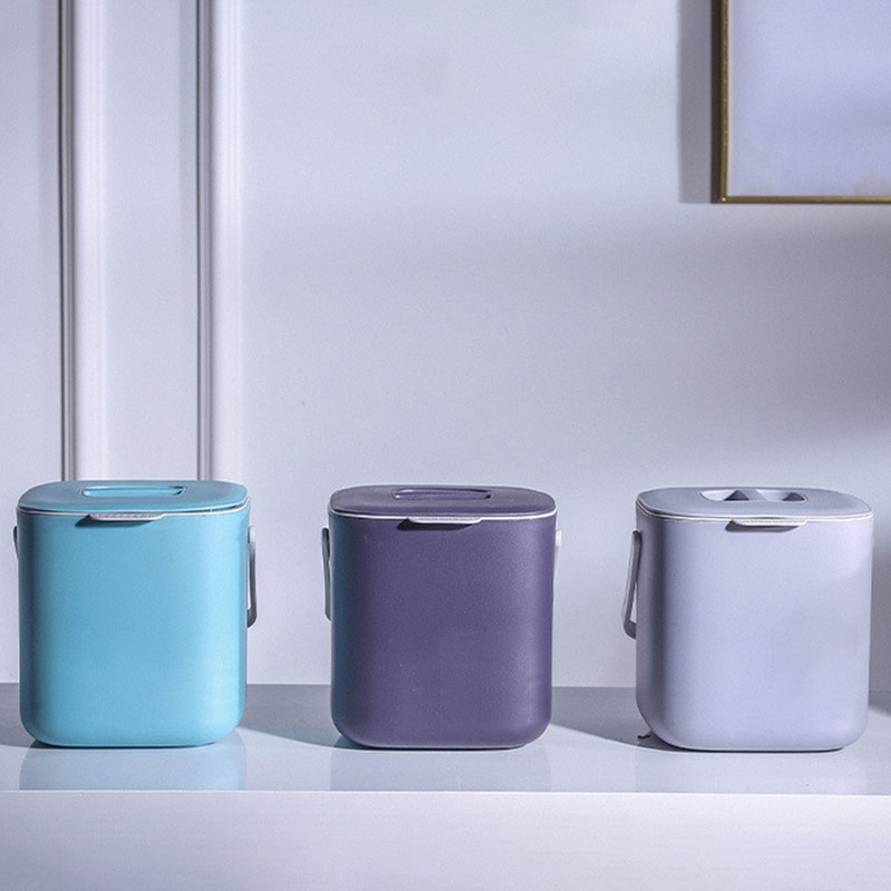 Plastic Kitchen Food Waste Trash Can Compost with Drainer Rubbish Container Organizer Accessories Tools