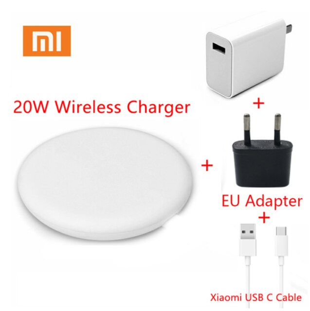 Original xiaomi trådlös laddare 20w max för  mi 9 (20w)  mix 2s / 3 (10w)  qi epp-kompatibel mobiltelefon multiple safe: 20w n laddarkabel
