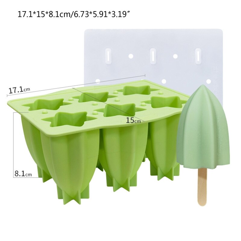 6 Holes Star Fruit Shaped Ice Cream Silicone Mold DIY Ice Tray Ice Cubes Moulds Popsicles Molds Food Grade Material Mold