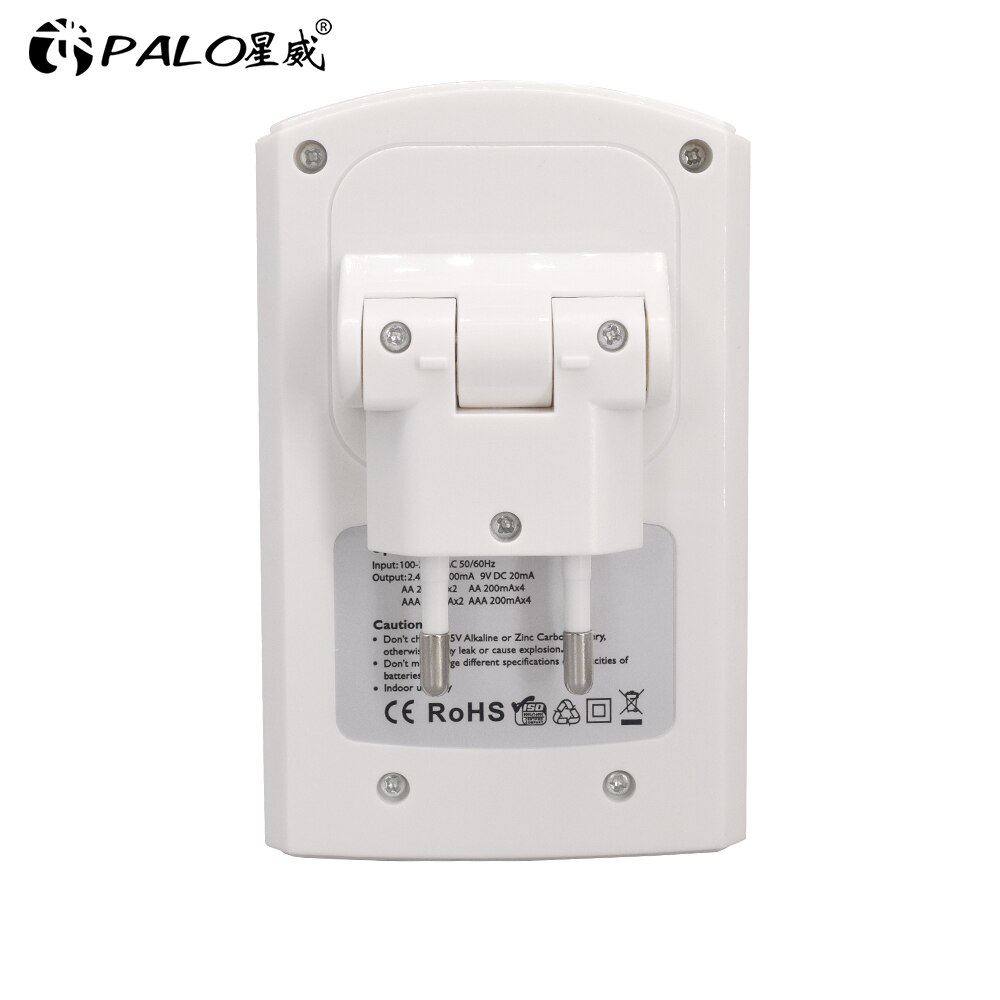 PALO 9V 300mAh NiMH Rechargeable Battery +LED Lndicator Light Charger for Ni-MH Ni-Cd AA AAA 9 Volts Batteria Crown Krone