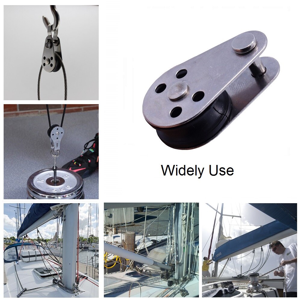 5PCS 316 Stainless Steel Pulley Block 45mm Hanging Wire Towing Wheel Lifting Wire Rope Cable Pulley Roller For 2mm To 8mm Rope