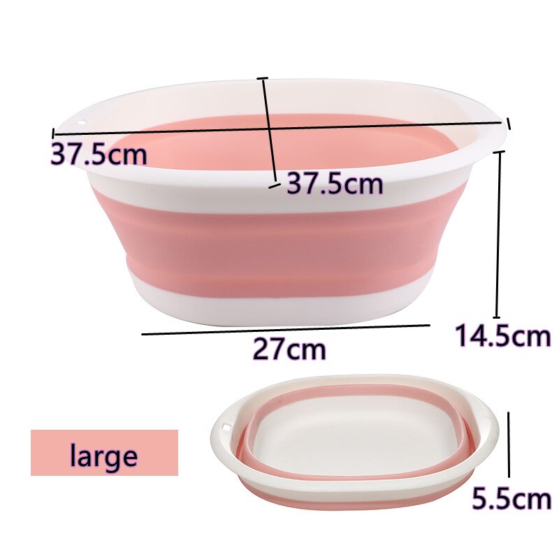 Plastic Folding Basins Portable Wash Basins Folding Laundry Tub Bathroom Kitchen Accessori Travel Folding Wash Basin Three Model: Pink  large