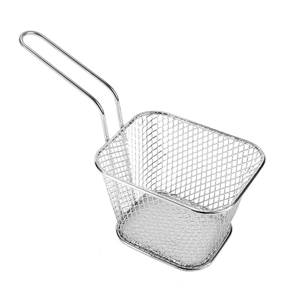 Stainless Steel French Fries Basket Mini Square Chips Frying Basket with Handle Home Mini French Fries Baskets Strainer