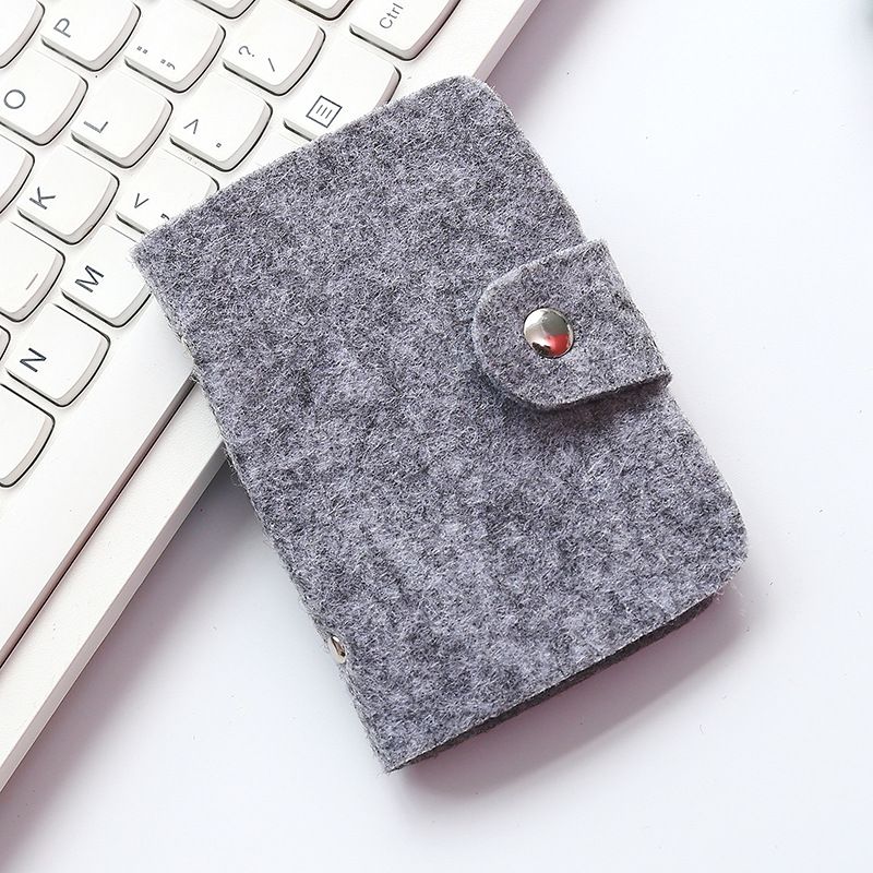Tarjetero con botón de Color sólido de 24 Bits, tarjetero de negocios para hombre, tarjetero para mujer, organizador de tarjetas de plástico de Corea: grey