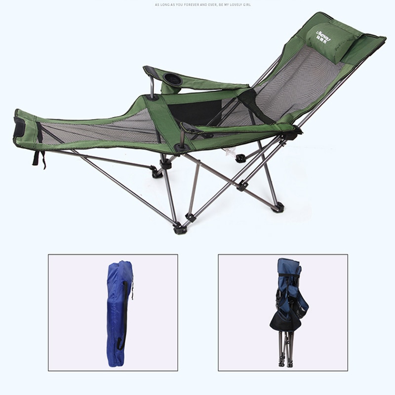 Draagbare Rugleuning Outdoor Vouwen Fauteuil Draagbare Back Vissen Dek Stoel Camping Leisure Kruk Lunchpauze Strand Kan Liggen