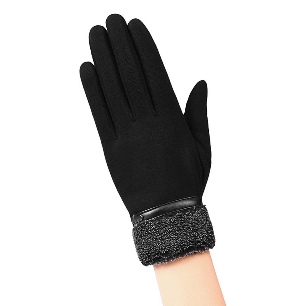 Men Casual Solid Full-Finger Windproof Touch A, B, E Screen Warm Screen, Black/Dark Blue/Gray Gloves: blackaone size