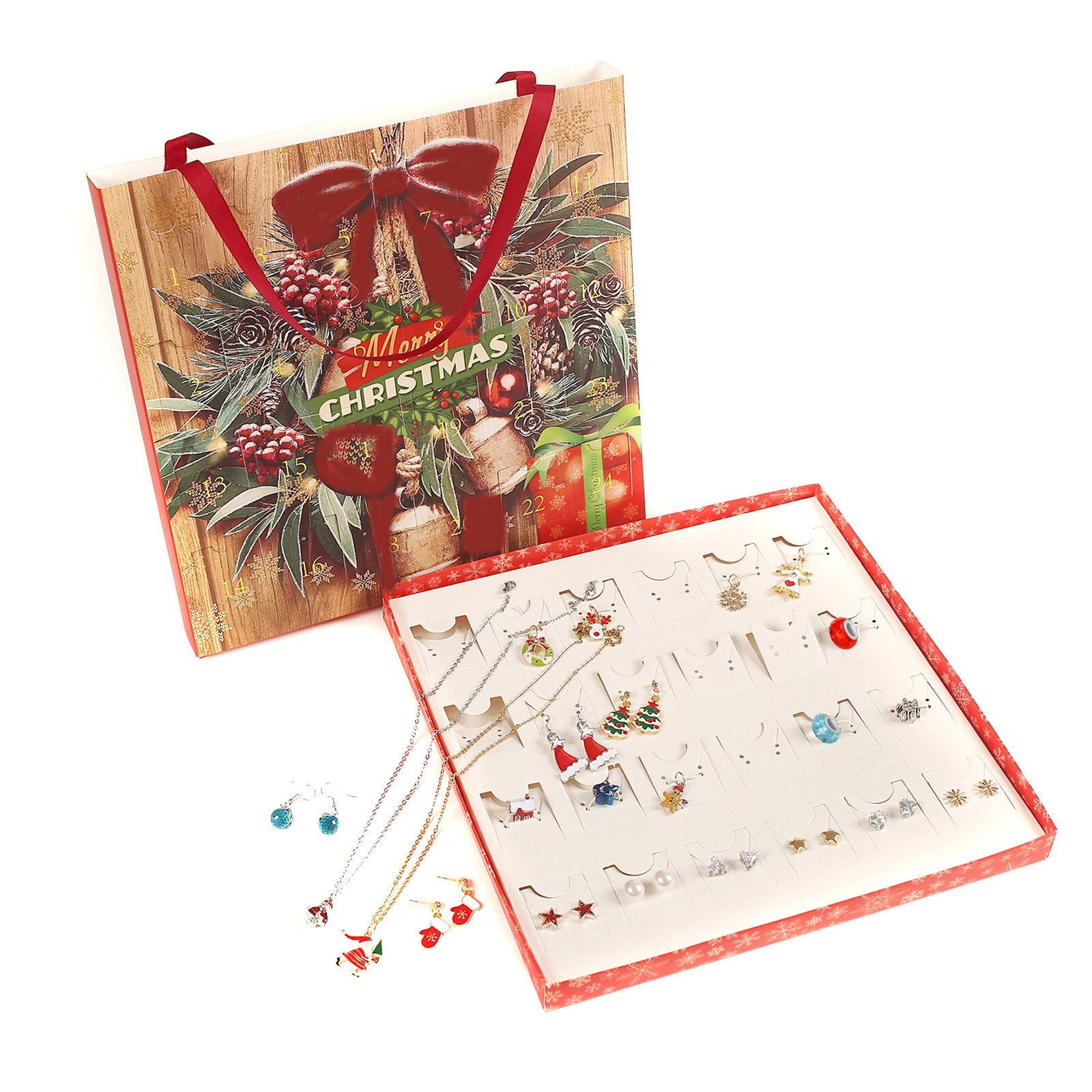 Jul adventskalender jenter smykker charms halskjede øredobber diy julepynt dekor best for jenter