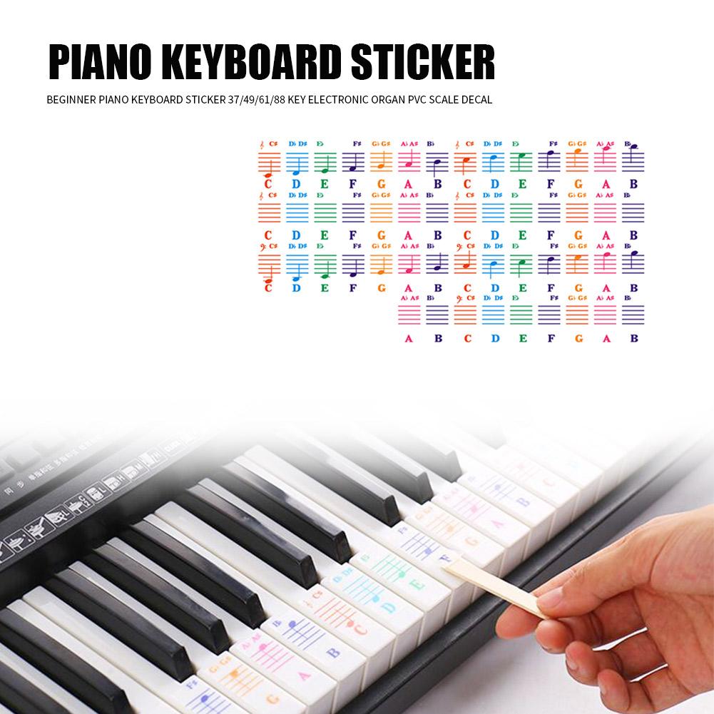 Colorful Piano Stave Note Sticker Electronic Keyboard Key Sticker Piano Stave Note Sticker For Key Music Decal