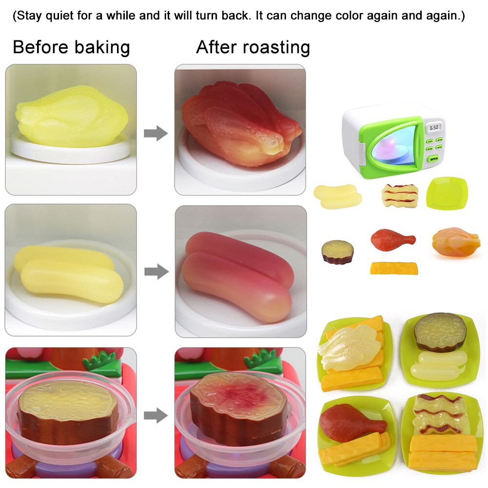 Ouder-kind Coördinatie Speciale Verlichting Hand Vaardigheden Interesse Klassieke Magnetron Rotatie Rollenspel Met Nep Voedsel