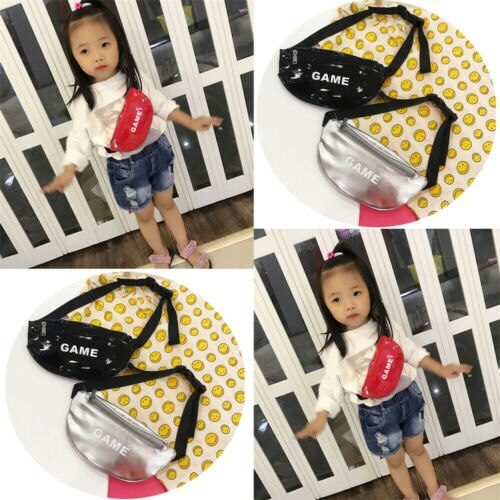 Bright Lederen Heuptas Kinderen Borst Handtas Unisex Brief Fanny Pack Kinderen Taille Pack Belly Zakken Speelgoed Pouch