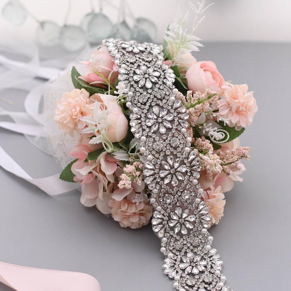 Sparkle Wide Rhinestone Belts For Women Pearl Wedding Belts Plus Size Bride Sash Belt Wedding Waist Belt Jeweled Belt for Dress: rhinestone applique