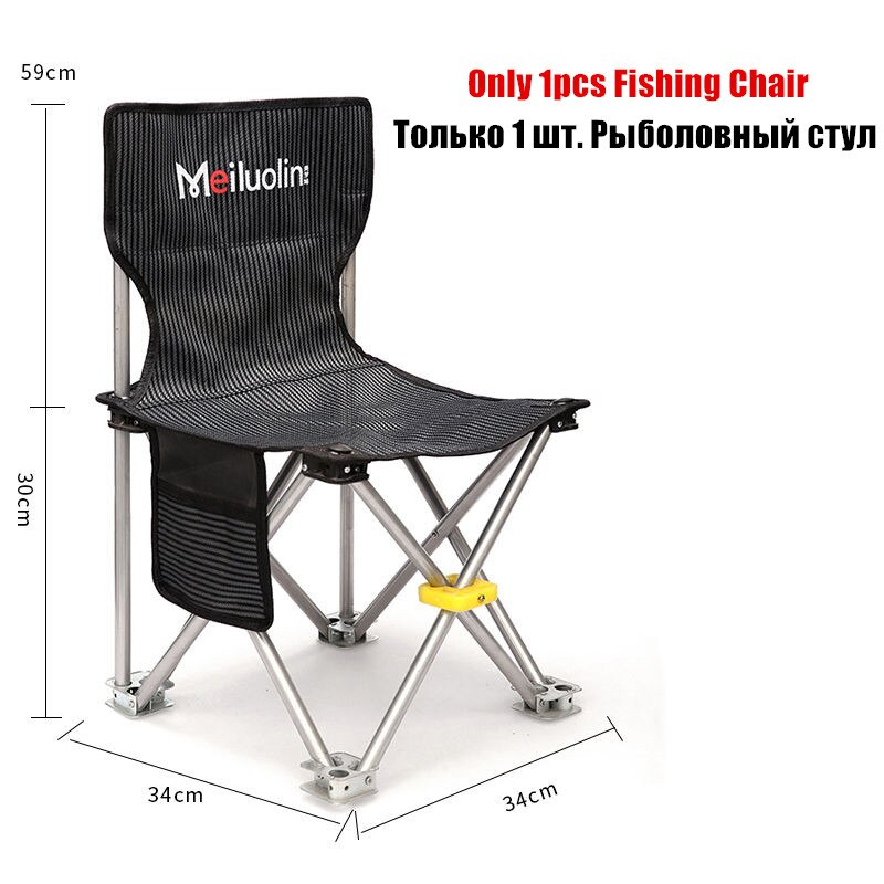 Bærbar fiskestol foldestol multifunktionel udendørs campingstol høj belastning strand vandreture picnic sæde værktøj stol: 59cm grå