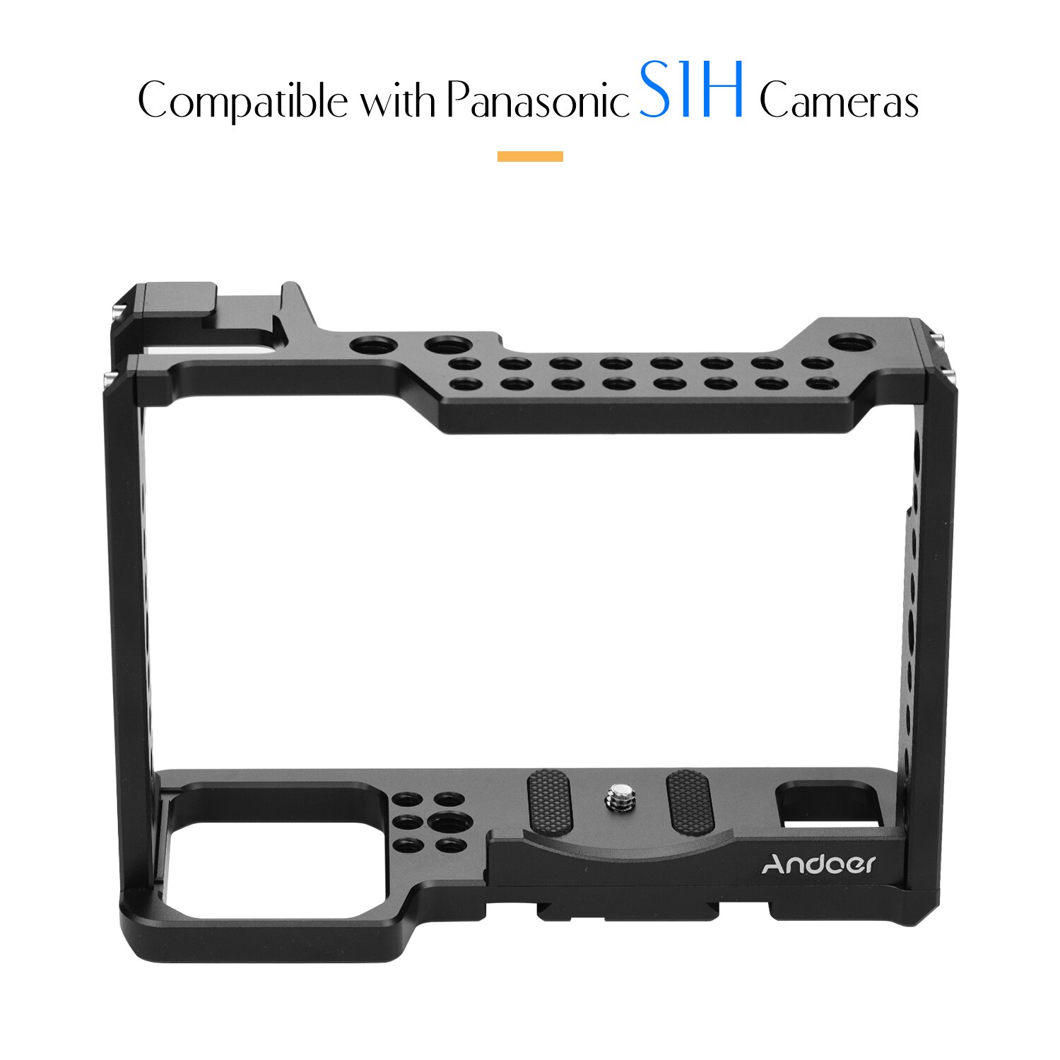 Andoer Video Accessories Full Frame Camera Cage Aluminum Alloy Camera Case Bracket with Cold Shoe Mount for S1H Cameras