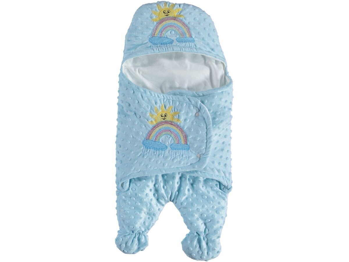 Manta de algodón con bordado de arcoíris para bebé, ropa de bebé de tirantes para bebé recién nacido, 12 montajes, 90x90: Azul
