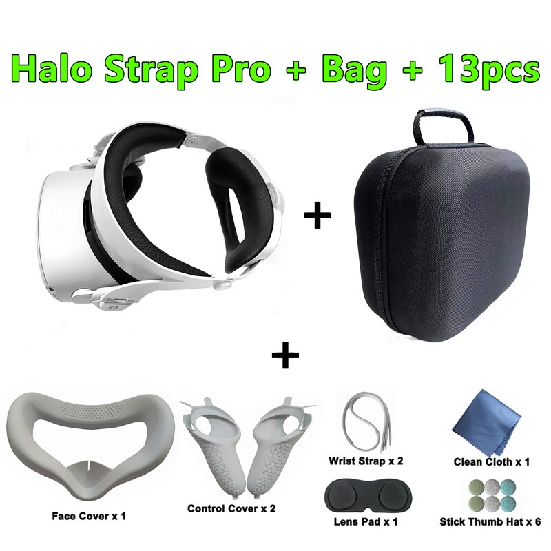 Halo Strap Adjustable for Oculus Quest 2 VR Increase Supporting force and Improve Plate Comfort Forehead Quest2 Accessories: ProBag13pcsWhite