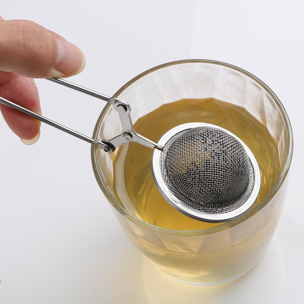 Spring Spoon Tea Mesh Ball Infuser Filter Teaspoon Squeeze Strainer Metal Stainless Steel Handle Spoon