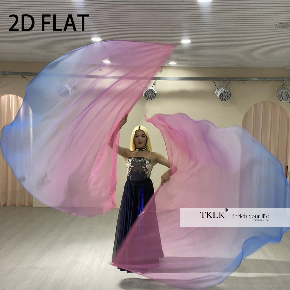 [Belly Dance Flags] Gradient Half-Circle Belly Dance Praise Flags for Dance Performances, Sports Games Opening: L / Olive