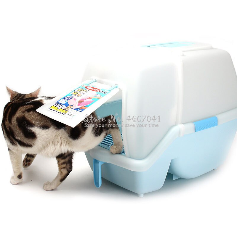 Caja grande de arena de doble capa para gatos, inodoro completamente cerrado con rejilla, nido para gatos, antisalpicaduras, suministros Extra para mascota grande