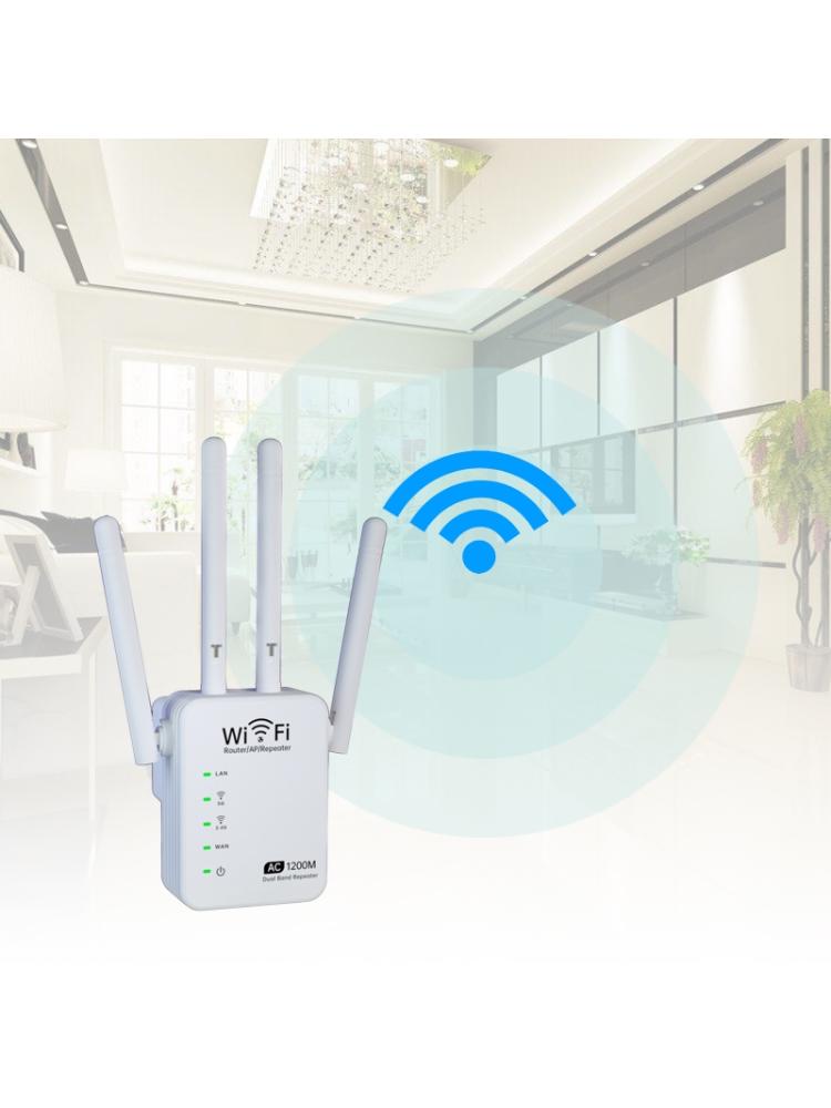 2.4GHZ 5GHZ Dual-Band 1200M WiFi Extender Wireless Signal Repeater Amplifier