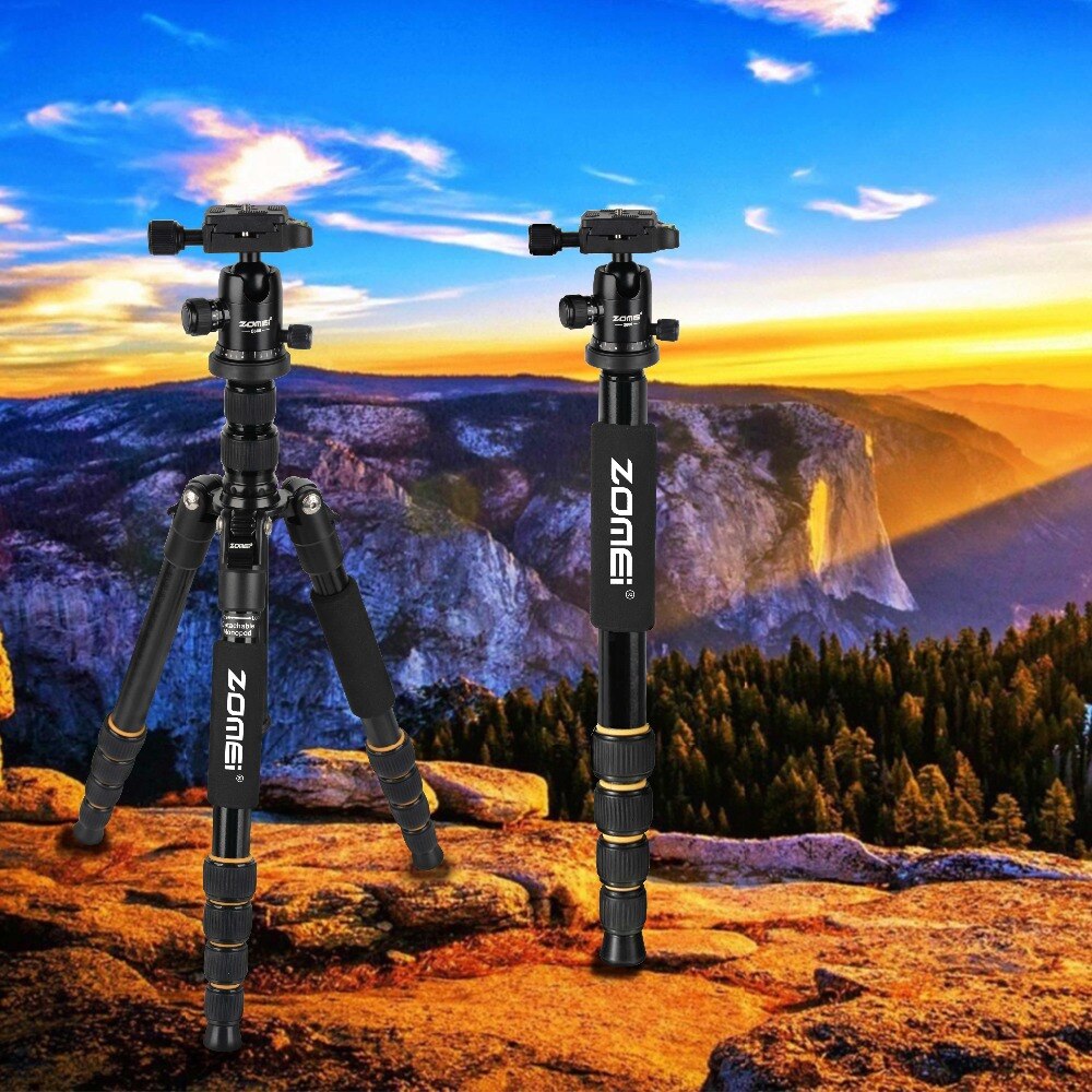 ZOMEI lightweight Portable Q666 Travel Camera Tripod Monopod aluminum Ball Head compact for digital SLR DSLR camera