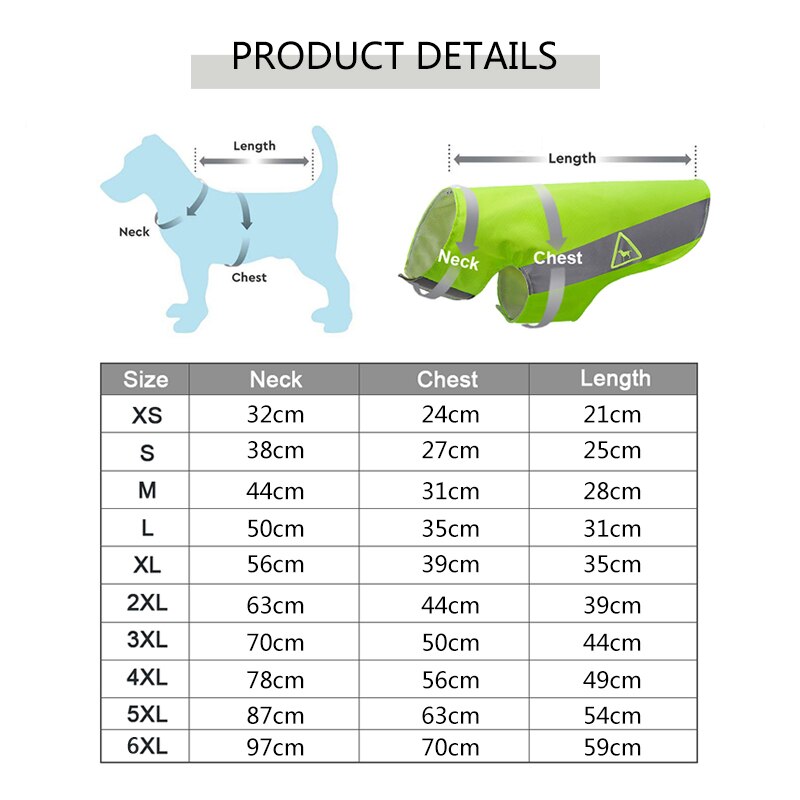 Reflective Dog Vest Clothes Night High Visibility Puppy Safety Waterproof Costumes Medium Large Dogs Outdoor Rescue Work Clothes