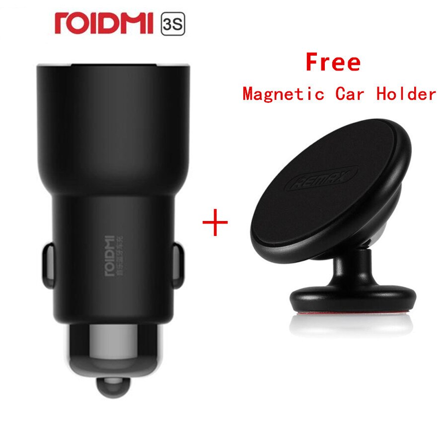 ROIDMI 3S Bluetooth 5V 3.4A Car Charger Music Player FM Smart APP + Magnetic Car holder for Smartphone: 3S add car holder 3