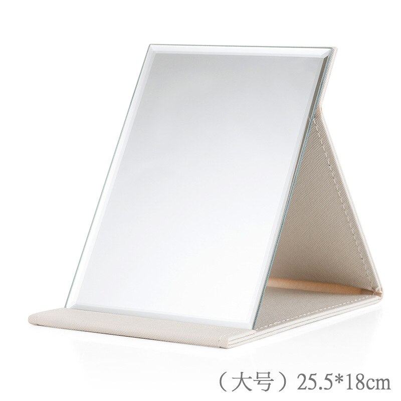 HD Soild Rectangle Desktop Makeup Mirror Removable Portable Folding PU Simple Cosmetic Mirror Vanity Mirror Make Up Tool: White / large