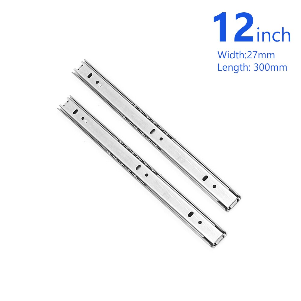 2 Sections Drawer Slides Micro Guide Steel Ball 27mm Wide Steel Ball 2 Fold Ball Slide Cabinets Drawer Steel Ball Cabinet Slides: 300mm
