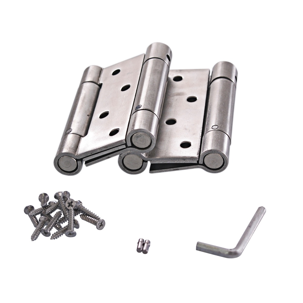 4 Inch Stainless Steel Automatic closing Double Action Silver Spring Door Hinges Adjustable tension Pack of 2