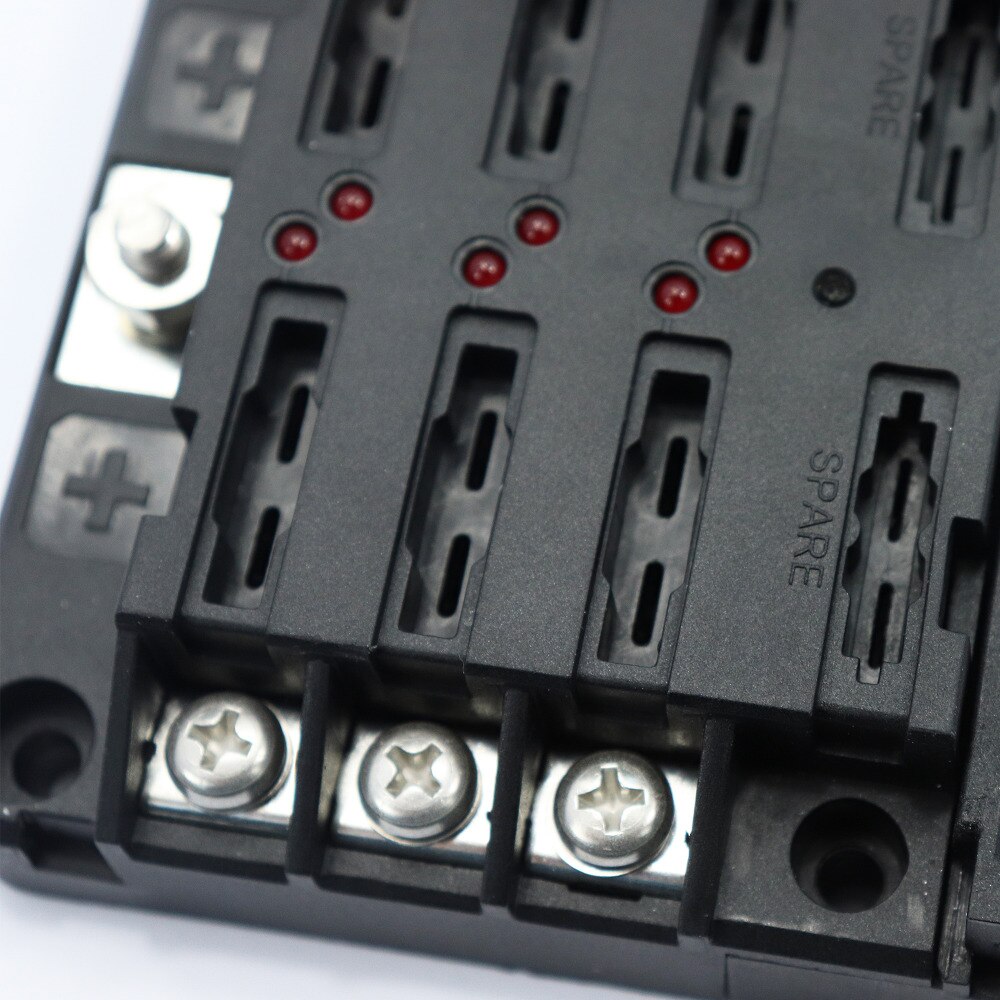 6 Way DC32V 100A Blade fuse blocks screw terminals with 12P negative busbar