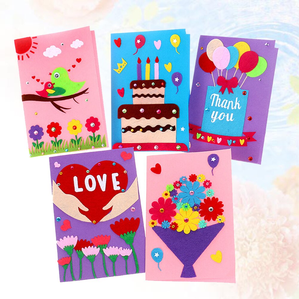 5Pcs Card Making Kit Tridimensional Dank Je Kaart Art Ambachten Voor Kid Meisjes