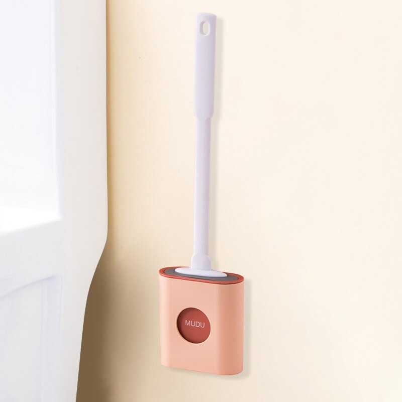 Siliconen Toiletborstel Muur Gemonteerde Automatische Reiniging Tool Wc Kloof Borstel Opknoping Flexibele Haren Borstel Badkamer Accessoires: Pink D