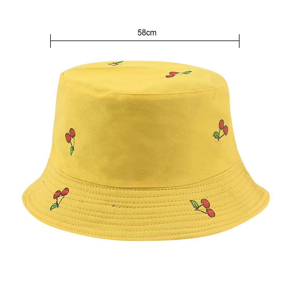 Fruta lindo gorras impresión doble lado plegable pescador gorra de sol Unisex al aire libre del cubo sombreros para las mujeres Bonnet