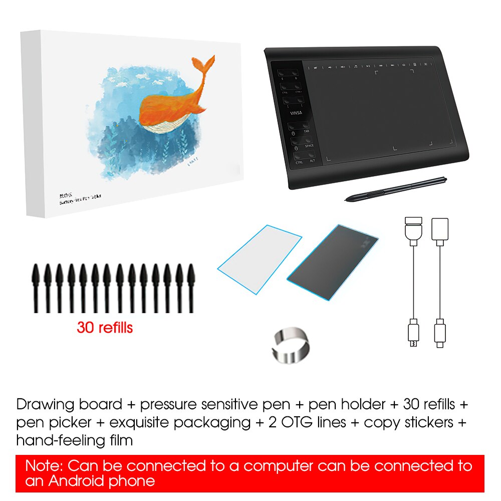 Planche à dessin à main professionnelle, tablette numérique Portable, plaque de dessin électronique USB avec stylo passif pour téléphone Portable et ordinateur Portable: package 3