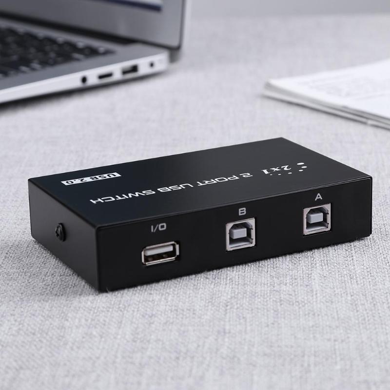 Caja con 2 puertos 1A 2B, USB 2,0 Manual, dispositivo para compartir Red, conmutador para 2 ordenadores para compartir 1 escáner de impresora