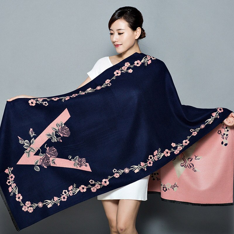 Châle pour femmes, automne hiver, écharpe en cachemire, Pashmina chaude, grande taille, douce, couverture multi-usage: C2