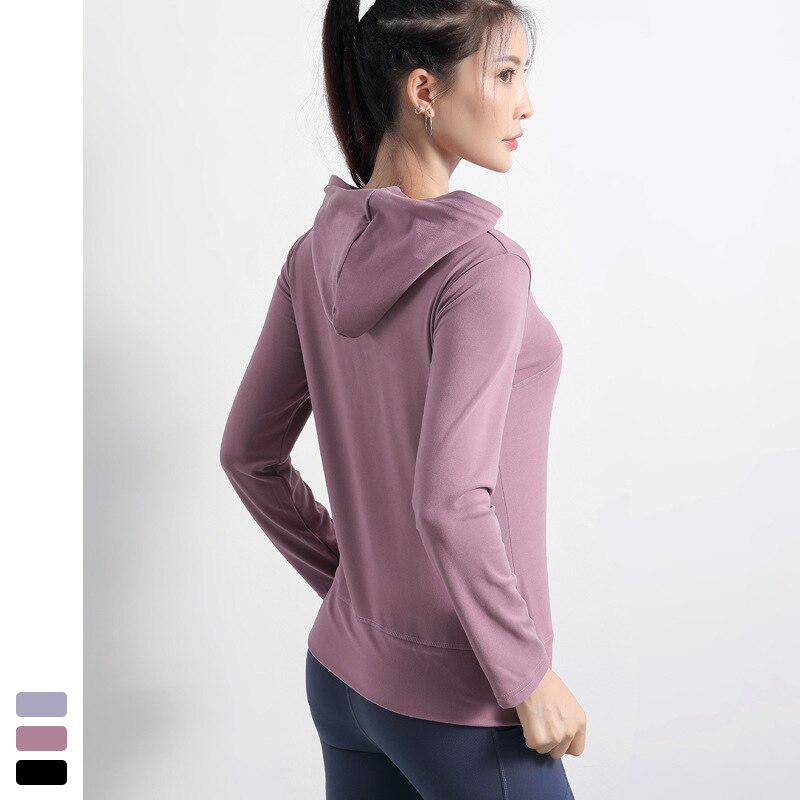 Hætteklædte kvinder løbejakke yoga jakke lynlås jakke fitness tøj toppe sport gym sportswear sweatshirt