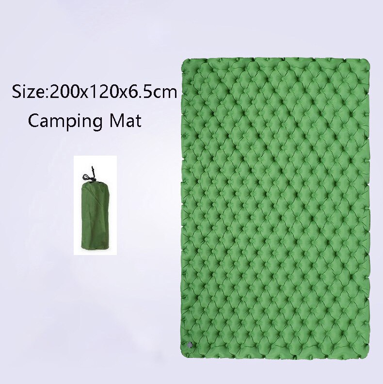 Rooxin Ultralight Camping Mat Inflatable Mattress 2 People Sleeping Pad Waterproof Pad Thickened Camping Mat Air Inflatable bag: Armygreen