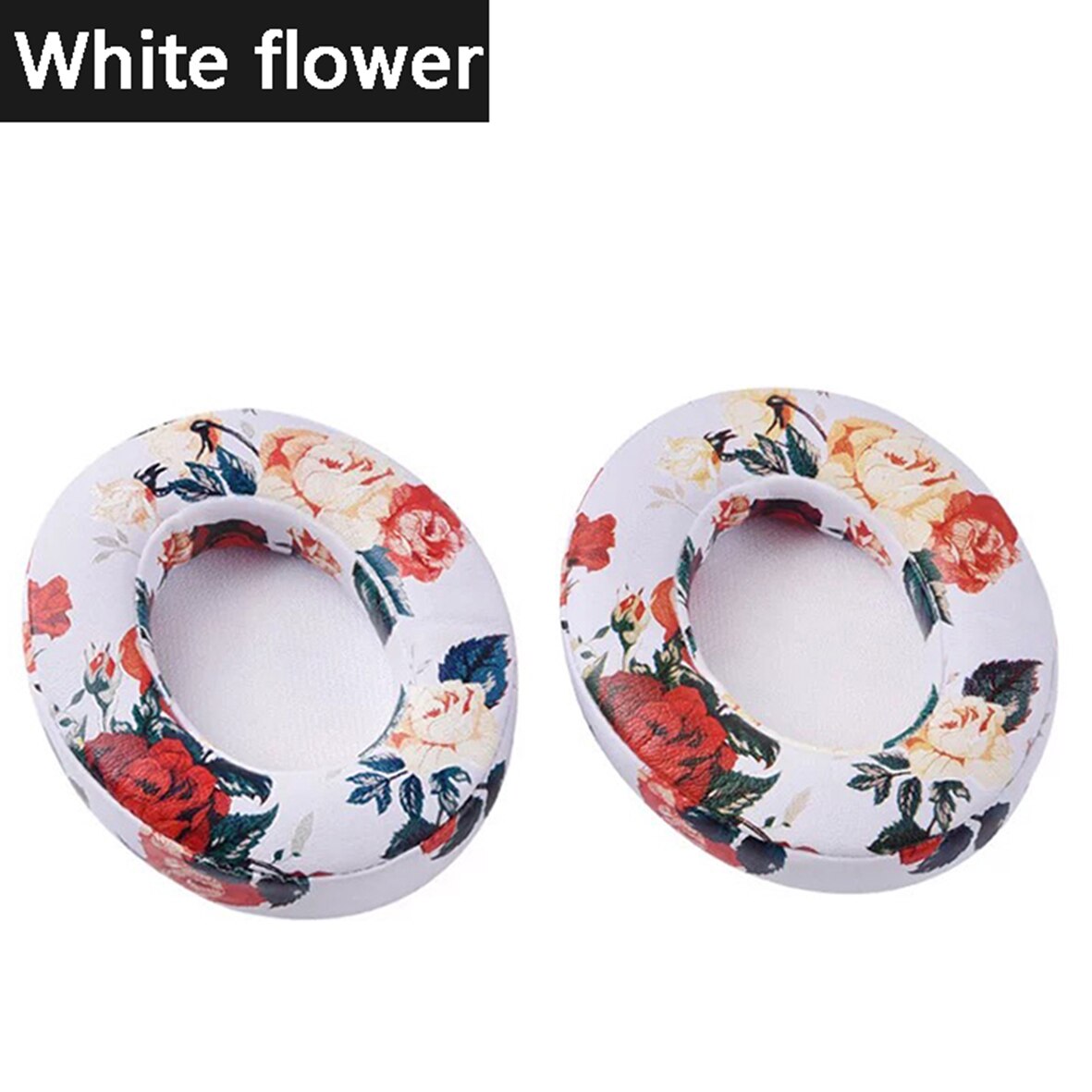 Replacement Earpads Cushions Ear pad for by Studio 2.0 Studio 3 B0500 B0501 Wireless Headset Wired headphones Repair Accessories: white flower