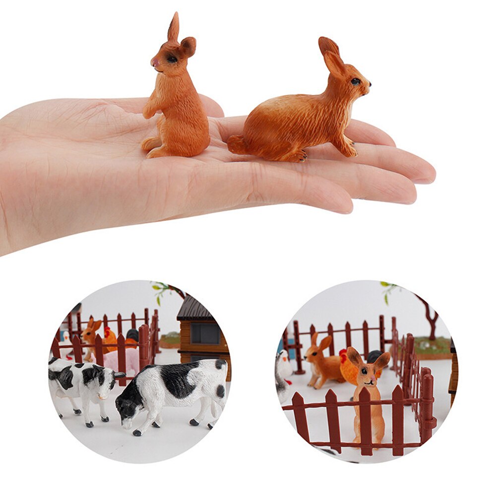 Mini Animal Figures Set Farm Animals Models Miniature Farm Scene Accessories Educational Kids Toy