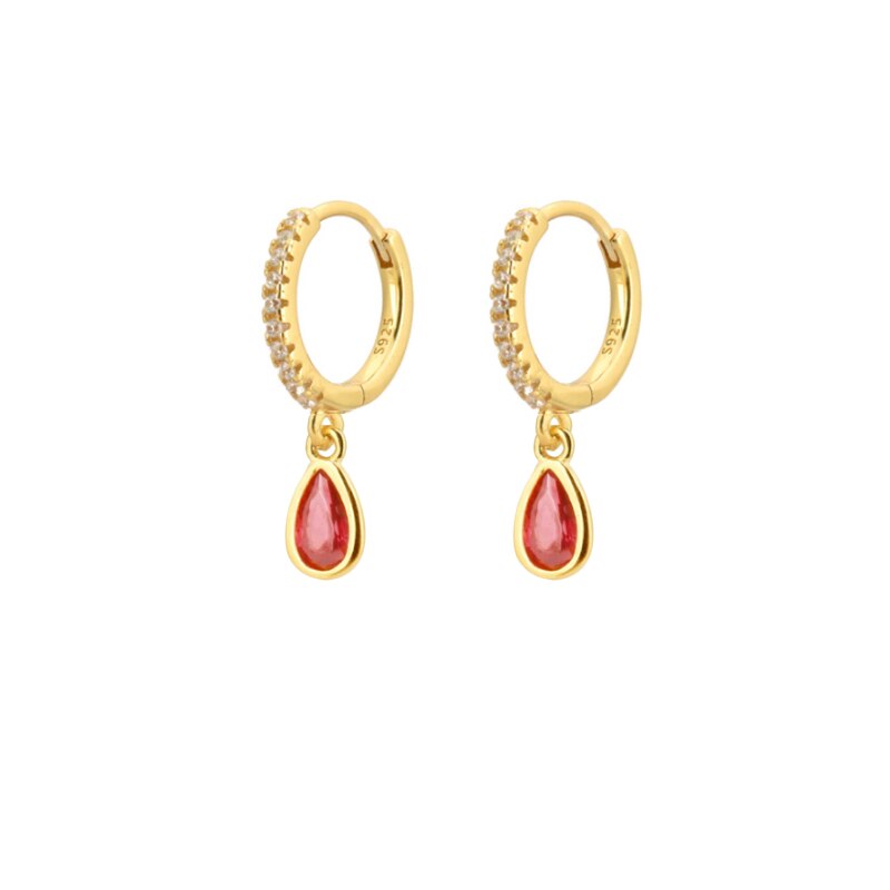 Moda zircone colorato goccia d'acqua piccoli orecchini a cerchio ciondola orecchini a cerchio per gioielli da donna accessori Pendientes: L0259