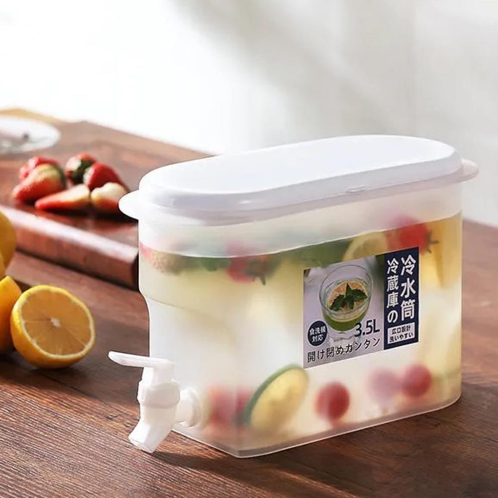3.5L Water Jug Large Capacity Output Tap Plastic Multi-use Food Grade Materials Cool Drink Jug for Home
