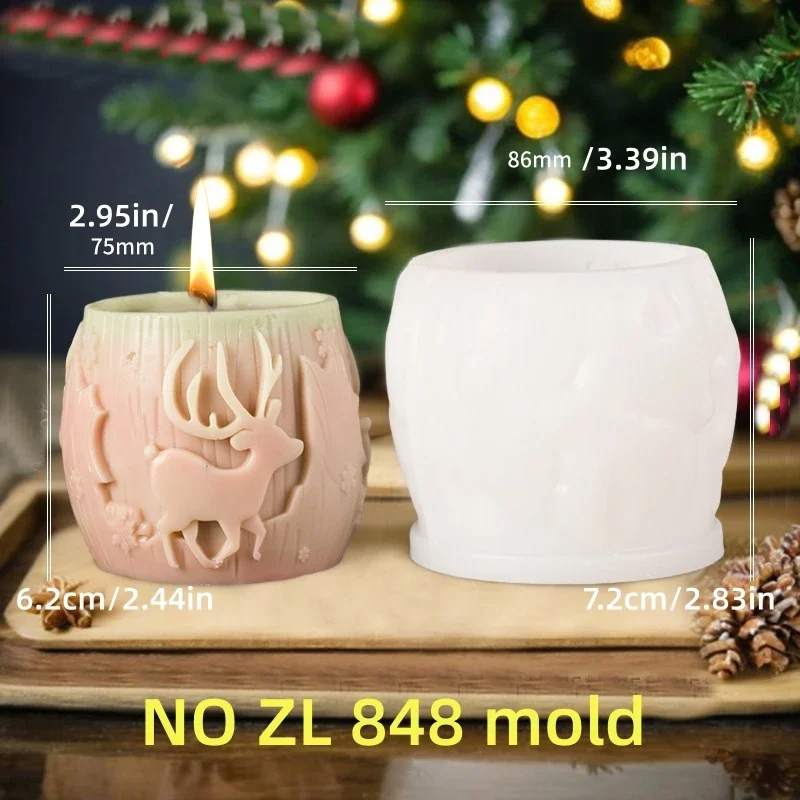 Stampo in silicone per candela cilindrica in rilievo di Babbo Natale, zucchero a bastone, stampi in gesso in resina cilindrica in rilievo di Babbo Natale, regalo di Natale: Cioccolato